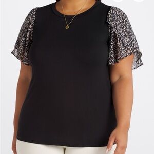 NWT - Beacon Fayez Tulip Sleeve Knit Top, Black, size 2X